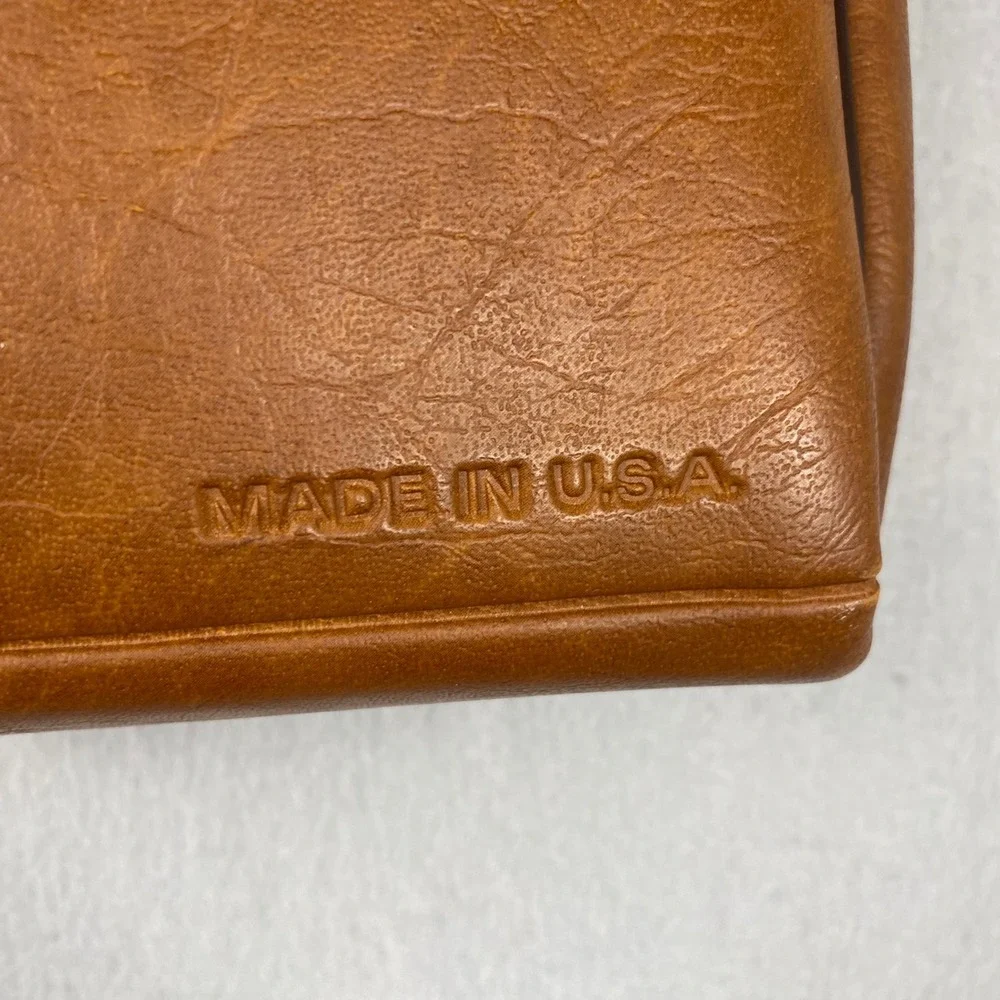 Vintage Kodak Brown Faux Leather Camera Bag Rainbow Logo Crossbody Made in USA